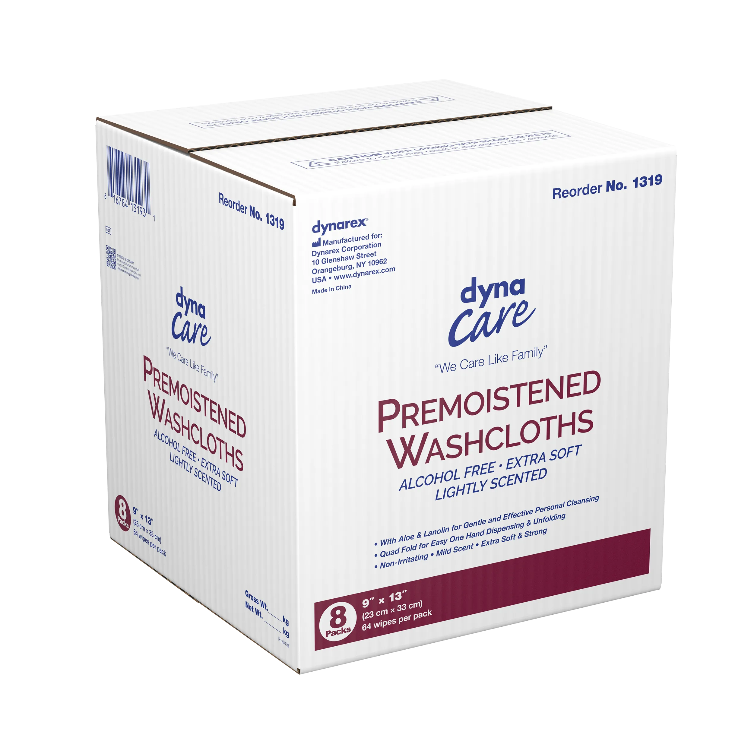 Dynarex - Premoistened Adult Washcloths, 9" x 13" - soft pack refills